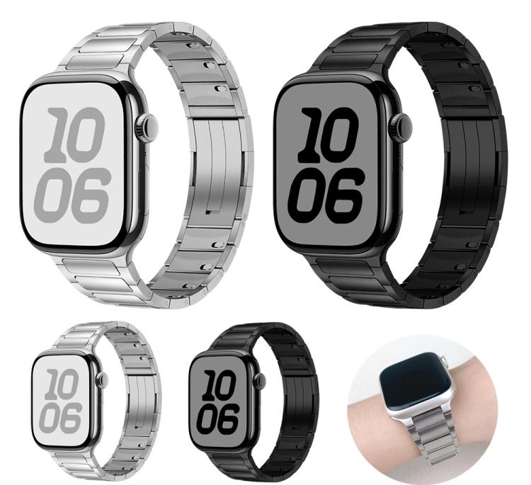 Cinturino per orologio in acciaio inossidabile con fibbia a sgancio rapido e tre perline., For Apple Watch 46mm / 49mm / 45mm / 44mm, For Apple Watch 42mm / 41mm / 40mm / 38mm