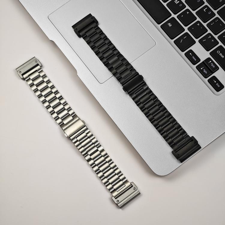Cinturino per orologio in lega di titanio con fibbia piatta a tre perline e connettore Tactix., For Garmin 26mm, For Garmin 22mm, For Garmin 20mm
