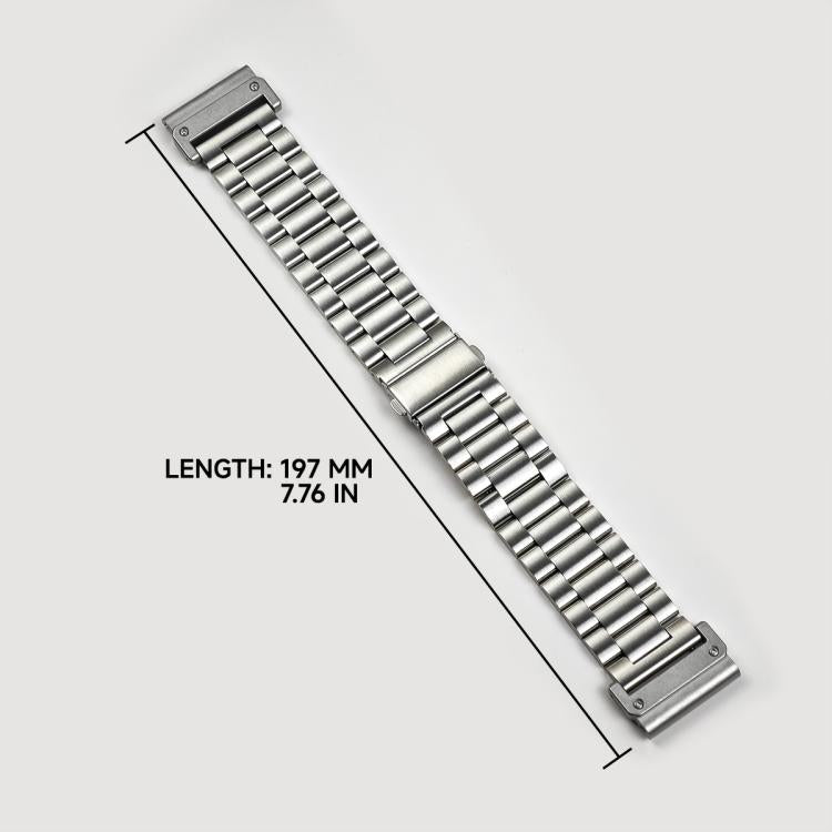 Cinturino per orologio in lega di titanio con fibbia piatta a tre perline e connettore Tactix., For Garmin 26mm, For Garmin 22mm, For Garmin 20mm