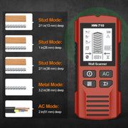HW-710 Scanner da parete 5 in 1, rilevatore di metalli, individua montanti, strumento di misurazione