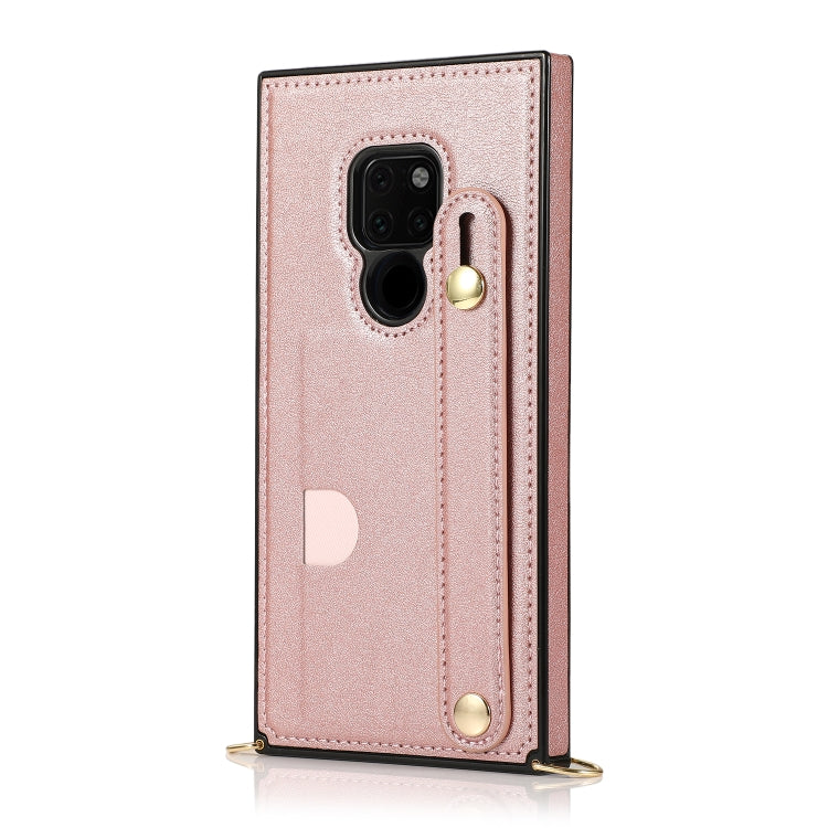 Custodia protettiva antiurto PU + TPU con cinturino da polso con cordino a tracolla e supporto e slot per schede, For Huawei Mate 20, For Huawei Mate 20 Lite, For Huawei Mate 20 Pro, For Huawei Mate 30