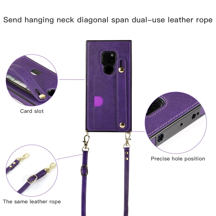 Custodia protettiva antiurto PU + TPU con cinturino da polso con cordino a tracolla e supporto e slot per schede, For Huawei Mate 20, For Huawei Mate 20 Lite, For Huawei Mate 20 Pro, For Huawei Mate 30