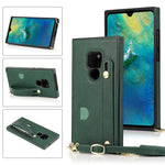 Custodia protettiva antiurto PU + TPU con cinturino da polso con cordino a tracolla e supporto e slot per schede, For Huawei Mate 20, For Huawei Mate 20 Lite, For Huawei Mate 20 Pro, For Huawei Mate 30