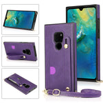 Custodia protettiva antiurto PU + TPU con cinturino da polso con cordino a tracolla e supporto e slot per schede, For Huawei Mate 20, For Huawei Mate 20 Lite, For Huawei Mate 20 Pro, For Huawei Mate 30
