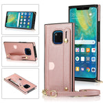 Custodia protettiva antiurto PU + TPU con cinturino da polso con cordino a tracolla e supporto e slot per schede, For Huawei Mate 20, For Huawei Mate 20 Lite, For Huawei Mate 20 Pro, For Huawei Mate 30