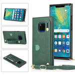 Custodia protettiva antiurto PU + TPU con cinturino da polso con cordino a tracolla e supporto e slot per schede, For Huawei Mate 20, For Huawei Mate 20 Lite, For Huawei Mate 20 Pro, For Huawei Mate 30