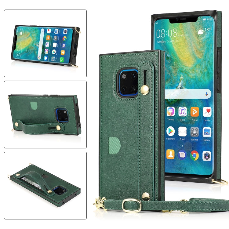 Custodia protettiva antiurto PU + TPU con cinturino da polso con cordino a tracolla e supporto e slot per schede, For Huawei Mate 20, For Huawei Mate 20 Lite, For Huawei Mate 20 Pro, For Huawei Mate 30