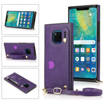 Custodia protettiva antiurto PU + TPU con cinturino da polso con cordino a tracolla e supporto e slot per schede, For Huawei Mate 20, For Huawei Mate 20 Lite, For Huawei Mate 20 Pro, For Huawei Mate 30
