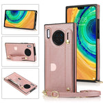 Custodia protettiva antiurto PU + TPU con cinturino da polso con cordino a tracolla e supporto e slot per schede, For Huawei Mate 20, For Huawei Mate 20 Lite, For Huawei Mate 20 Pro, For Huawei Mate 30