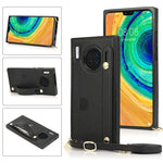 Custodia protettiva antiurto PU + TPU con cinturino da polso con cordino a tracolla e supporto e slot per schede, For Huawei Mate 20, For Huawei Mate 20 Lite, For Huawei Mate 20 Pro, For Huawei Mate 30