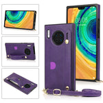 Custodia protettiva antiurto PU + TPU con cinturino da polso con cordino a tracolla e supporto e slot per schede, For Huawei Mate 20, For Huawei Mate 20 Lite, For Huawei Mate 20 Pro, For Huawei Mate 30