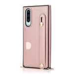 Custodia protettiva antiurto PU + TPU con cinturino da polso con cordino a tracolla e supporto e slot per schede, For Huawei P30, For Huawei P30 Lite, For Huawei P30 Pro, For Huawei P40