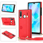 Custodia protettiva antiurto PU + TPU con cinturino da polso con cordino a tracolla e supporto e slot per schede, For Huawei P30, For Huawei P30 Lite, For Huawei P30 Pro, For Huawei P40
