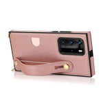 Custodia protettiva antiurto PU + TPU con cinturino da polso con cordino a tracolla e supporto e slot per schede, For Huawei P40 Pro, For Huawei P40 Pro Plus