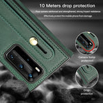 Custodia protettiva antiurto PU + TPU con cinturino da polso con cordino a tracolla e supporto e slot per schede, For Huawei P40 Pro, For Huawei P40 Pro Plus