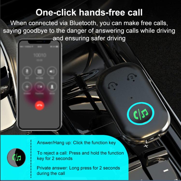 BR08T 2 in 1 Ricevitore AUX Bluetooth per auto Trasmettitore Adattatore audio Bluetooth, BR08T