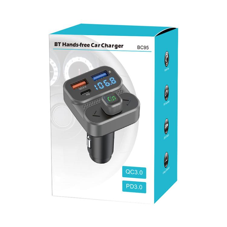 BC95 Bluetooth per auto, chiamate in vivavoce, ricarica rapida PD36W, monitoraggio della tensione dell'auto, BC95