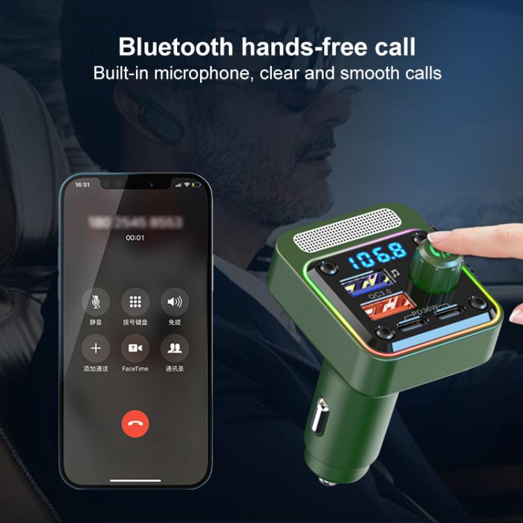 Autoradio BC91 con Bluetooth, vivavoce, ricarica rapida PD36W e luce ambientale., BC91