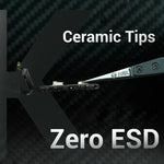 2uul TW32 Pinzette in ceramica nere con punta piatta K, antistatiche (ESD-Safe), 2uul TW32