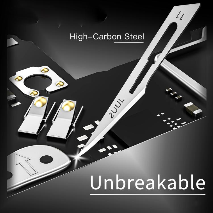 2uul 100 in 1 DA18 BB Shark Blade Series Lama in acciaio ad alto tenore di carbonio n. 11, 2uul DA18