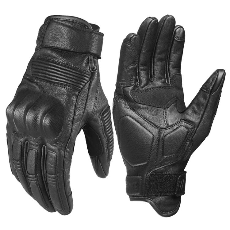 Guanti da moto retrò GHOST RACING GR-ST11 in vera pelle con dita intere per touchscreen., M, L, XL, XXL