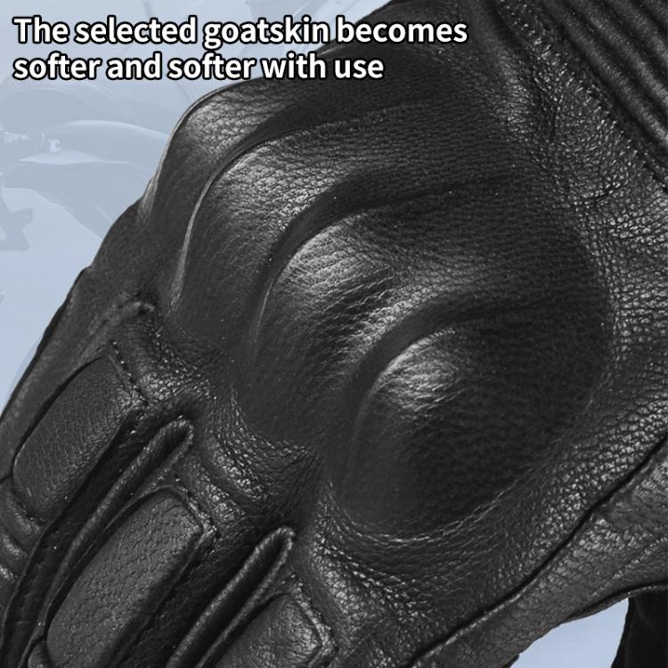 Guanti da moto retrò GHOST RACING GR-ST11 in vera pelle con dita intere per touchscreen., M, L, XL, XXL
