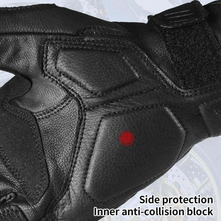 Guanti da moto retrò GHOST RACING GR-ST11 in vera pelle con dita intere per touchscreen., M, L, XL, XXL