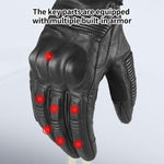 Guanti da moto retrò GHOST RACING GR-ST11 in vera pelle con dita intere per touchscreen., M, L, XL, XXL
