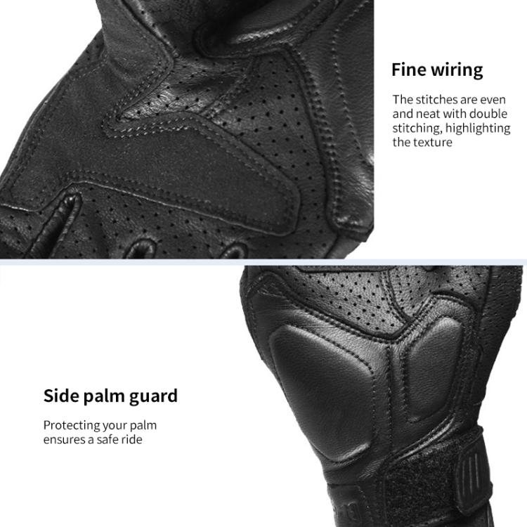 Guanti da moto retrò GHOST RACING GR-ST11 in vera pelle con dita intere per touchscreen., M, L, XL, XXL