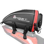GHOST RACING GR-CWB06 Borsa posteriore per moto in pelle PU, borsa da viaggio per sedile posteriore, zaino