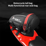 GHOST RACING GR-CWB06 Borsa posteriore per moto in pelle PU, borsa da viaggio per sedile posteriore, zaino