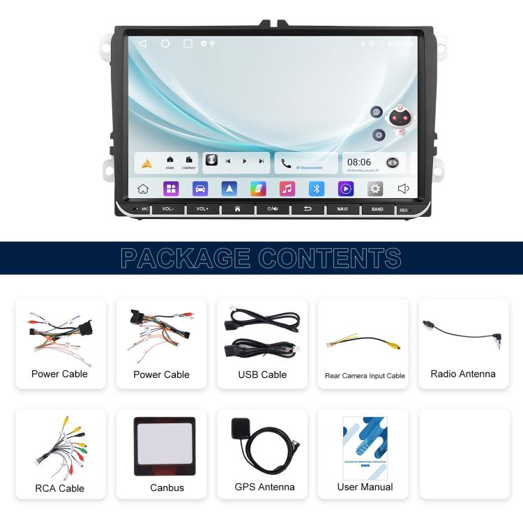 Per Volkswagen, lettore per auto Android da 15,9 pollici con schermo da 9 pollici, sistema di controllo centrale dell'auto e navigazione., Standard, Standard+AHD+Microphone