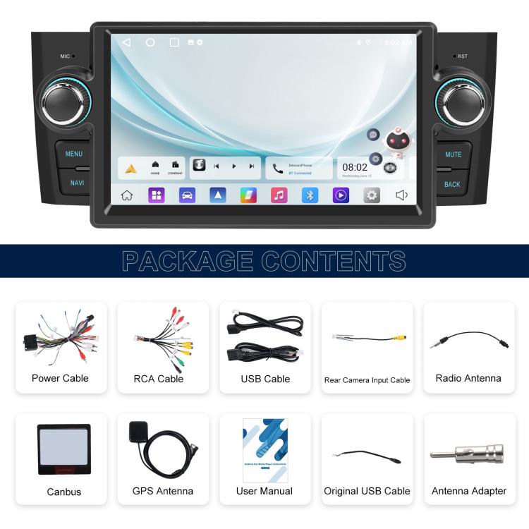 Per Fiat Punto 2005-2009 Android 15 7 pollici 2G+64G Controllo centrale auto Audio Video Navigazione, Standard, Standard+AHD+Microphone