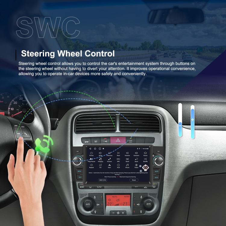 Per Fiat Punto 2005-2009 Android 15 7 pollici 2G+64G Controllo centrale auto Audio Video Navigazione, Standard, Standard+AHD+Microphone
