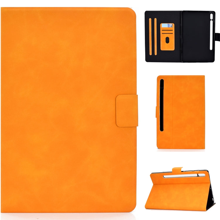 Custodia in pelle a conchiglia orizzontale con struttura in pelle bovina con supporto e slot per schede e sonno / risveglio, For Samsung Galaxy Tab A7 (2020) T500, For Samsung Galaxy Tab S8 / Galaxy Tab S7 11.0 T870, For iPad Air 2022 / 2020 10.9