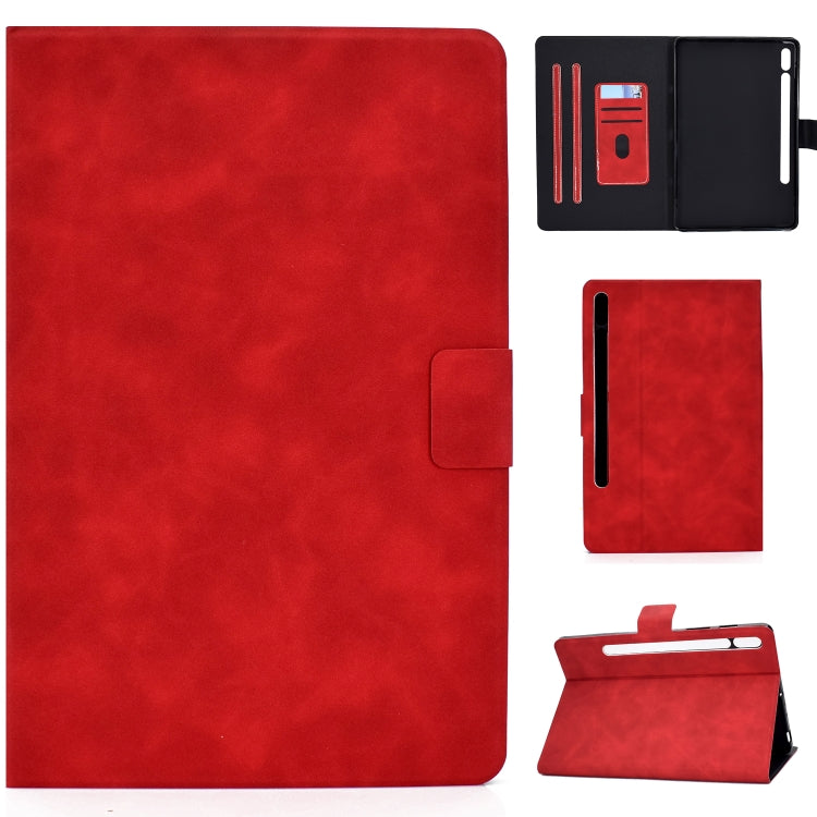 Custodia in pelle a conchiglia orizzontale con struttura in pelle bovina con supporto e slot per schede e sonno / risveglio, For Samsung Galaxy Tab A7 (2020) T500, For Samsung Galaxy Tab S8 / Galaxy Tab S7 11.0 T870, For iPad Air 2022 / 2020 10.9