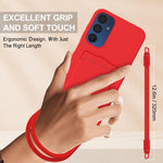 Custodia per telefono in silicone liquido tinta unita con tasca integrata (Gen2) e cordino corto., For Samsung Galaxy A54 5G