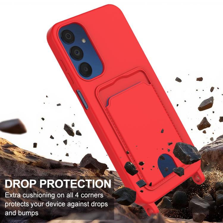 Custodia per telefono in silicone liquido tinta unita con tasca integrata (Gen2) e cordino corto., For Samsung Galaxy A54 5G