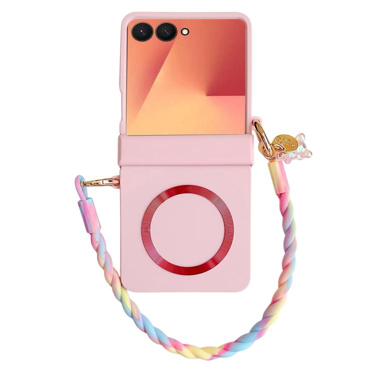 Custodia per telefono in PC con cinturino e cerniera integrata, fibbia laterale MagSafe, effetto pelle., For Galaxy Z Flip8 5G, For Samsung Galaxy Z Flip7 5G