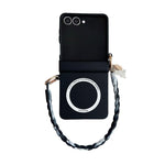 Custodia per telefono in PC con cinturino e cerniera integrata, fibbia laterale MagSafe, effetto pelle., For Galaxy Z Flip8 5G, For Samsung Galaxy Z Flip7 5G