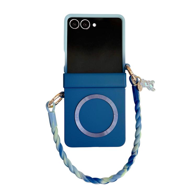 Custodia per telefono in PC con cinturino e cerniera integrata, fibbia laterale MagSafe, effetto pelle., For Galaxy Z Flip8 5G, For Samsung Galaxy Z Flip7 5G