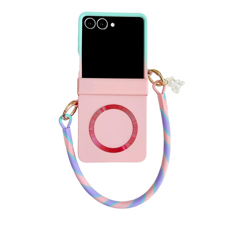 Custodia per telefono in PC con cinturino e cerniera integrata, fibbia laterale MagSafe, effetto pelle., For Galaxy Z Flip8 5G, For Samsung Galaxy Z Flip7 5G