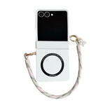 Custodia per telefono in PC con cinturino e cerniera integrata, fibbia laterale MagSafe, effetto pelle., For Galaxy Z Flip8 5G, For Samsung Galaxy Z Flip7 5G