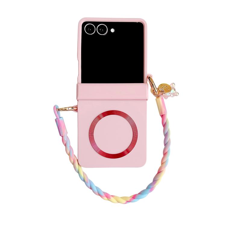 Custodia per telefono in PC con cinturino e cerniera integrata, fibbia laterale MagSafe, effetto pelle., For Galaxy Z Flip8 5G, For Samsung Galaxy Z Flip7 5G