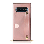 Custodia protettiva antiurto PU + TPU con cinturino da polso con cordino a tracolla e supporto e slot per schede, For Samsung Galaxy S10 Plus, For Samsung Galaxy S20, For Samsung Galaxy S20 Plus, For Samsung Galaxy S20 Ultra