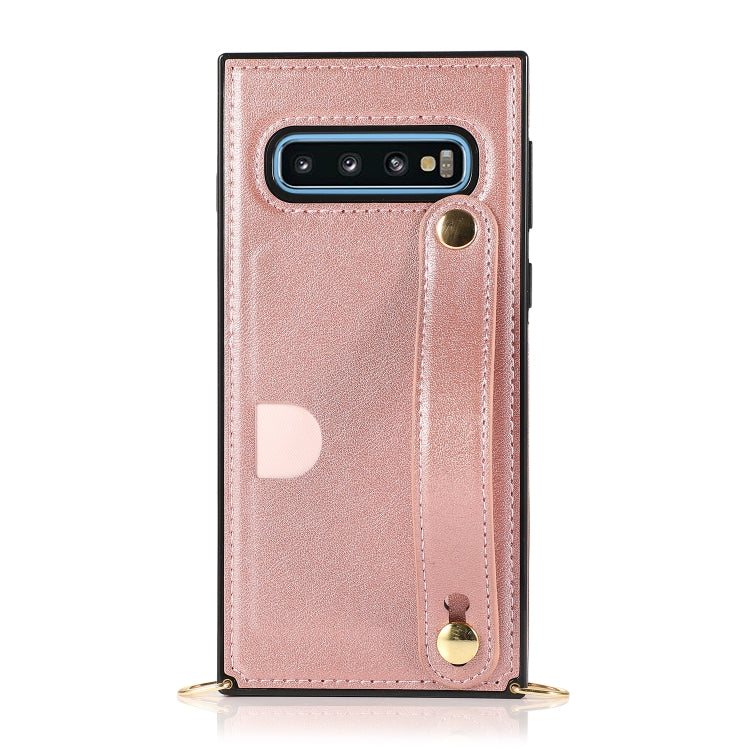 Custodia protettiva antiurto PU + TPU con cinturino da polso con cordino a tracolla e supporto e slot per schede, For Samsung Galaxy S10 Plus, For Samsung Galaxy S20, For Samsung Galaxy S20 Plus, For Samsung Galaxy S20 Ultra