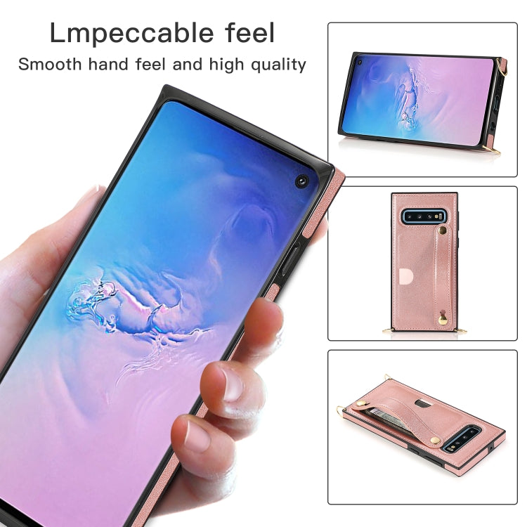 Custodia protettiva antiurto PU + TPU con cinturino da polso con cordino a tracolla e supporto e slot per schede, For Samsung Galaxy S10 Plus, For Samsung Galaxy S20, For Samsung Galaxy S20 Plus, For Samsung Galaxy S20 Ultra