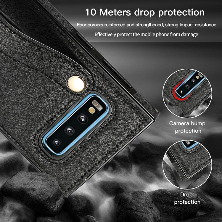 Custodia protettiva antiurto PU + TPU con cinturino da polso con cordino a tracolla e supporto e slot per schede, For Samsung Galaxy S10 Plus, For Samsung Galaxy S20, For Samsung Galaxy S20 Plus, For Samsung Galaxy S20 Ultra