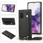 Custodia protettiva antiurto PU + TPU con cinturino da polso con cordino a tracolla e supporto e slot per schede, For Samsung Galaxy S10 Plus, For Samsung Galaxy S20, For Samsung Galaxy S20 Plus, For Samsung Galaxy S20 Ultra