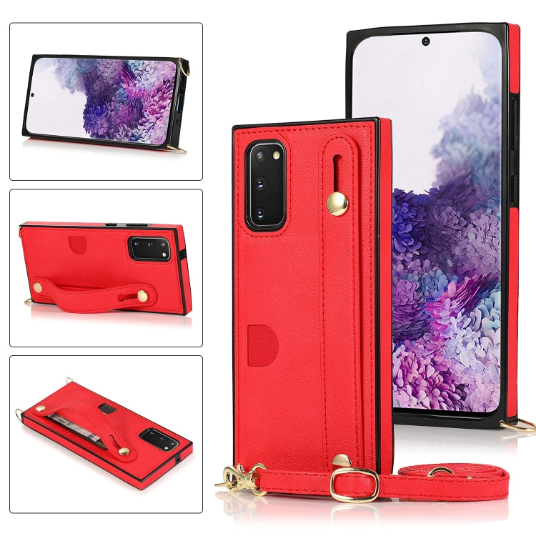 Custodia protettiva antiurto PU + TPU con cinturino da polso con cordino a tracolla e supporto e slot per schede, For Samsung Galaxy S10 Plus, For Samsung Galaxy S20, For Samsung Galaxy S20 Plus, For Samsung Galaxy S20 Ultra